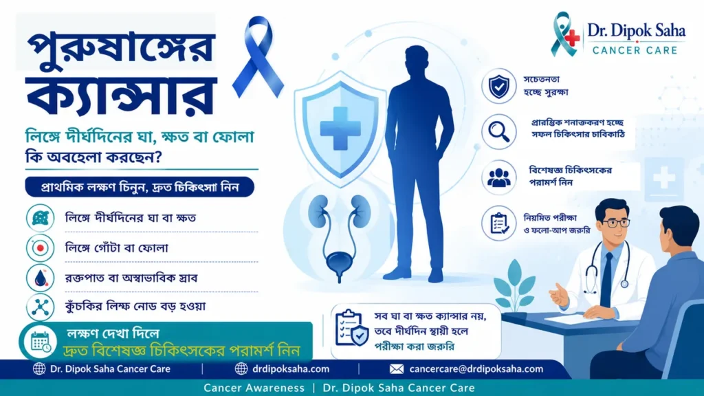 লিঙ্গের ক্যান্সার (Penile Cancer) সম্পর্কে সচেতনতামূলক পোস্টার – লক্ষণ, পরীক্ষা ও আধুনিক চিকিৎসা
